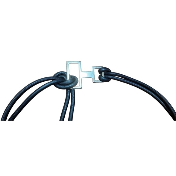 Seventy Black Leather Rope Belt or Necklace w Silver Meta main image 5